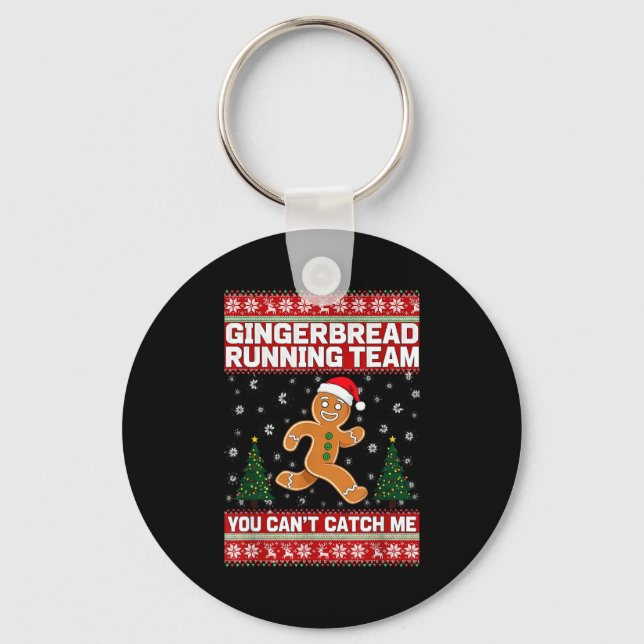 Christmas Gingerbread Running Team Funny Xmas Tee  Nyckelring (Framsida)