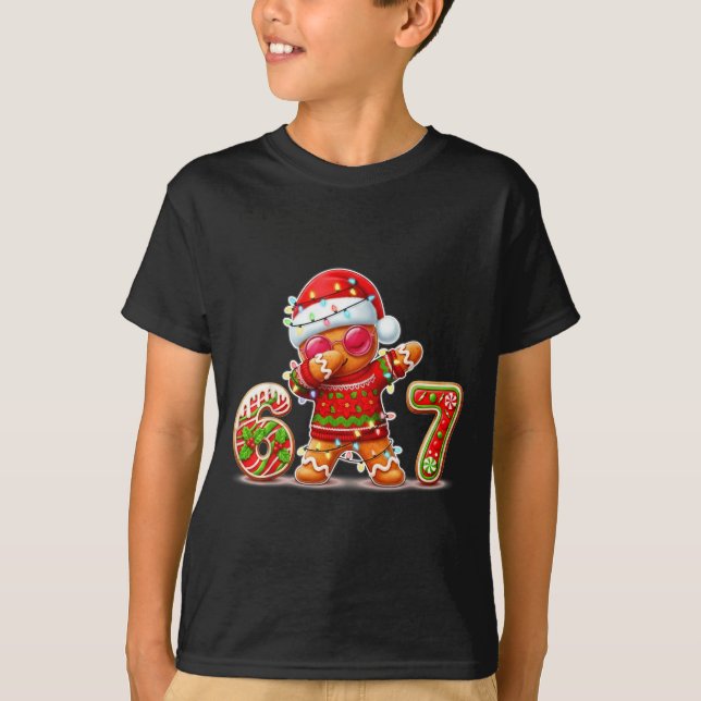 Christmas Gingerbread Six Seven 67 Ice Cream Drip  T Shirt (Framsida)