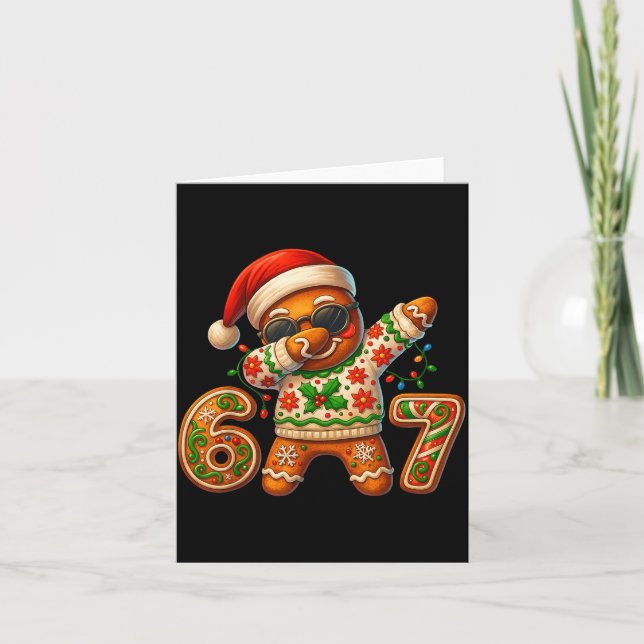 Christmas Gingerbread Six Seven 67 Meme Xmas Slang Kort (Framsida)