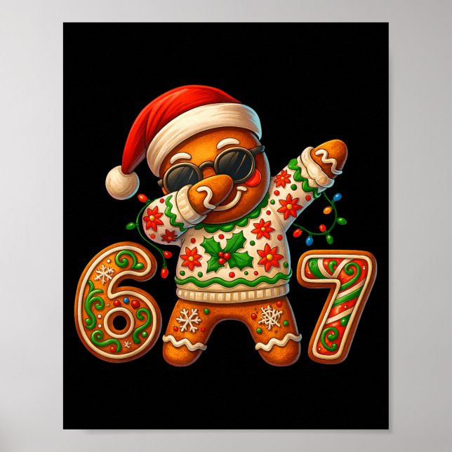 Christmas Gingerbread Six Seven 67 Meme Xmas Slang Poster (Framsidan)