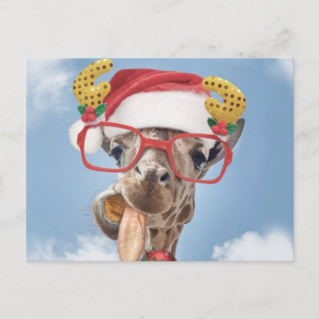 Christmas giraffe vykort (Framsida)