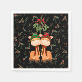 CHRISTMAS GIRAFFES KISSING UNDER MISTLETOE PAPPER PAPPERSSERVETT