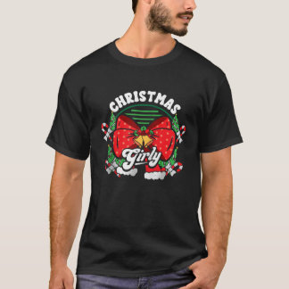 Christmas Girly Coquette Bow Merry Xmas Cute Candy T Shirt