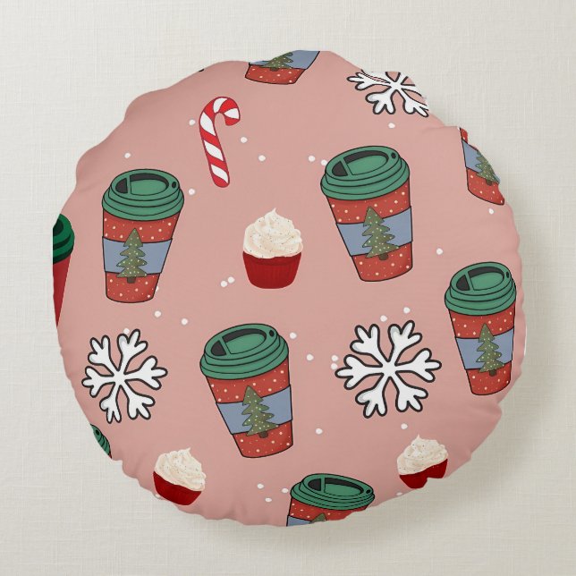 Christmas Glittery Snow Mistletoe Rund Kudde (Baksidan)