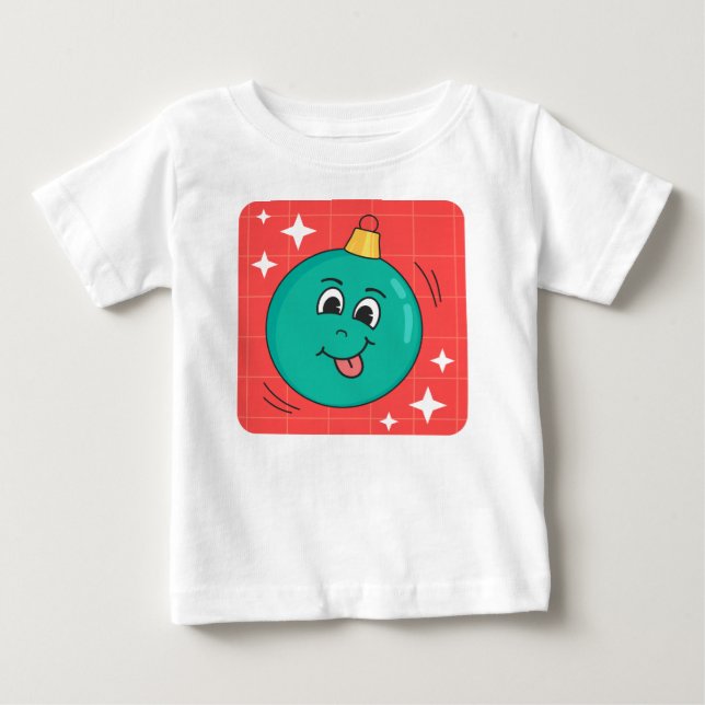 Christmas globe face smiley happy retro cartoon t shirt (Framsida)