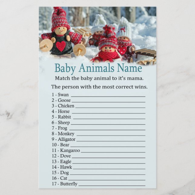 christmas gnome Baby djur Namn Game-babydusch (Framsida)