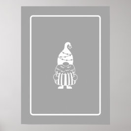 Christmas gnome Hamptons classic grey & white Poster