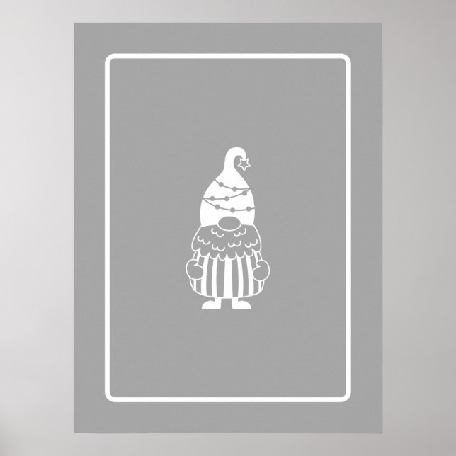 Christmas gnome Hamptons classic grey & white Poster (Framsidan)