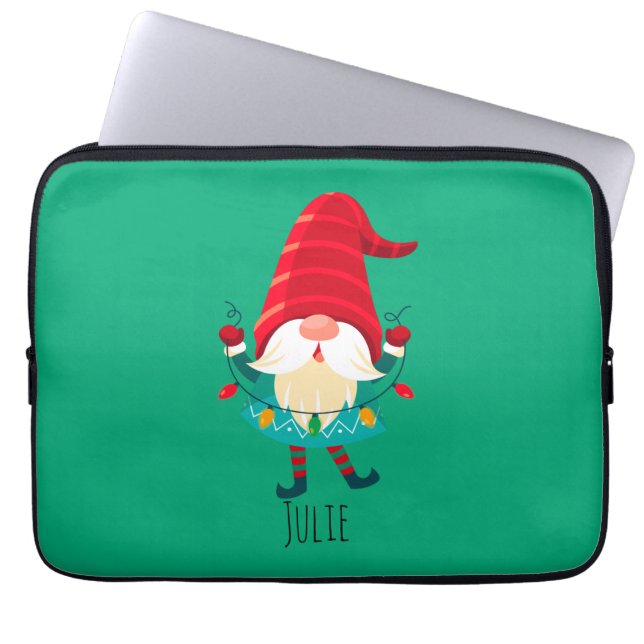 Christmas Gnome Holding Christmas Lights Laptop Fodral (Framsidan)