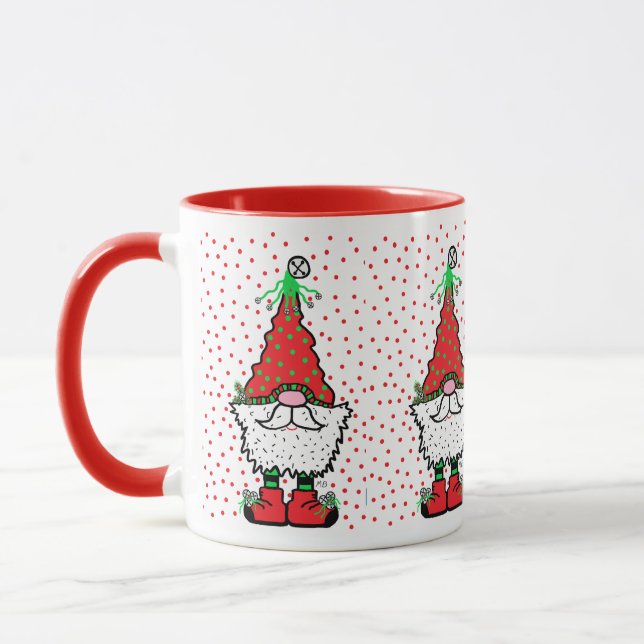 Christmas Gnome Mug With RED accents Mugg (Vänster)