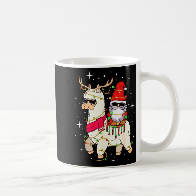 Christmas Gnome On Llama, Cute Alpaca Chanukah Chr Kaffemugg (Höger)