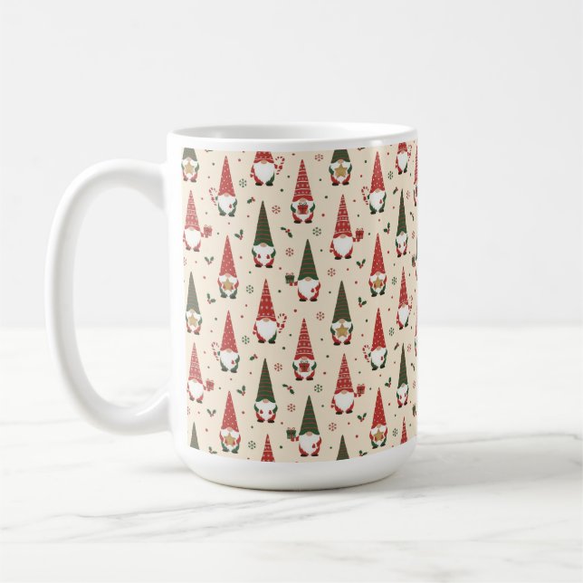 Christmas Gnome Party Pattern Kaffemugg (Vänster)