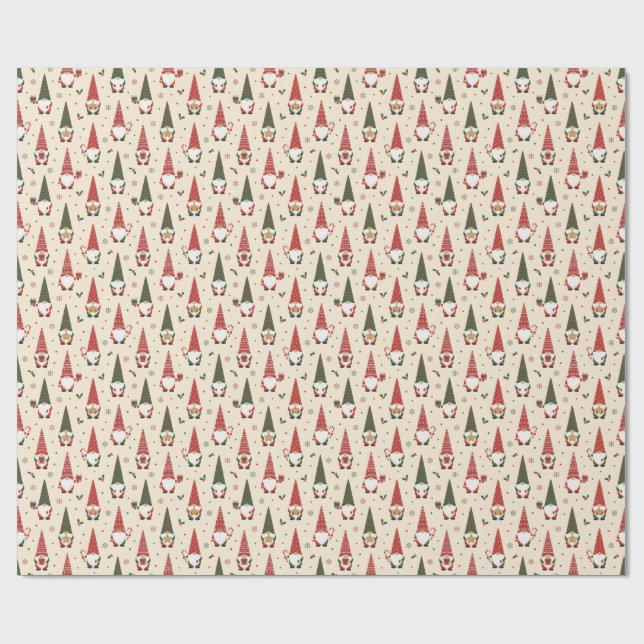 Christmas Gnome Party Pattern Presentpapper (Platt)