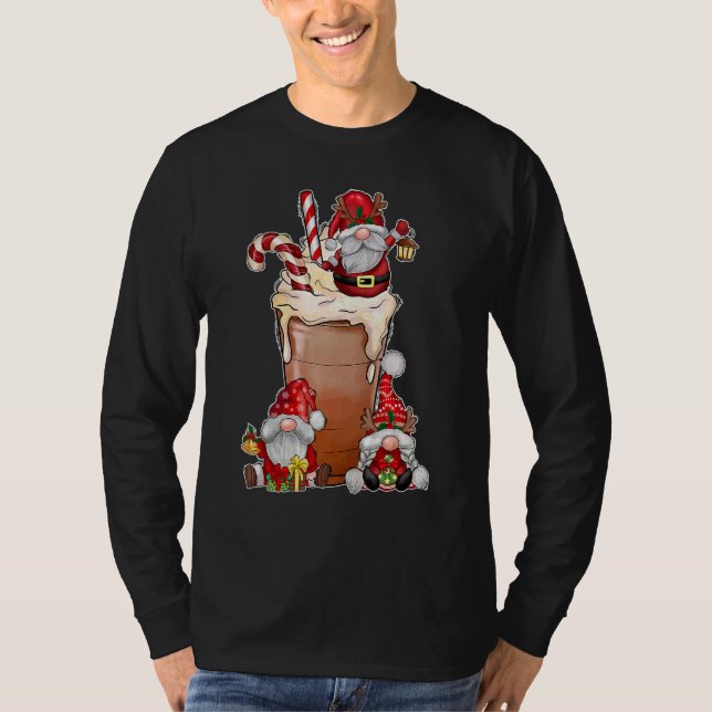 Christmas Gnome Red Buffalo Plaid Gnome Hot Cocoa  T Shirt (Framsida)