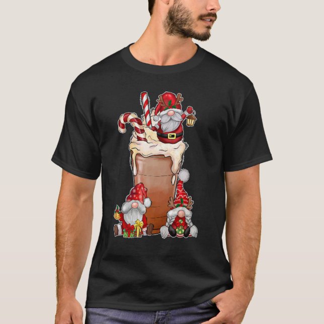 Christmas Gnome Red Buffalo Plaid Gnome Hot Cocoa  T Shirt (Framsida)