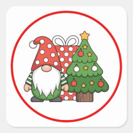 Christmas Gnome Santa Sticker Pack Cute Holiday De Fyrkantigt Klistermärke