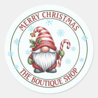 Christmas Gnome Sticker | Editable Text Label Runt Klistermärke