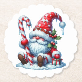 Christmas Gnome with Candy and Gift Box Underlägg Papper