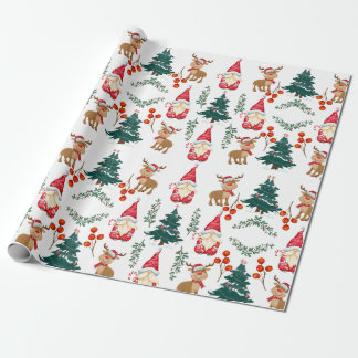 Christmas gnome wrapping paper Scandinavian Presentpapper
