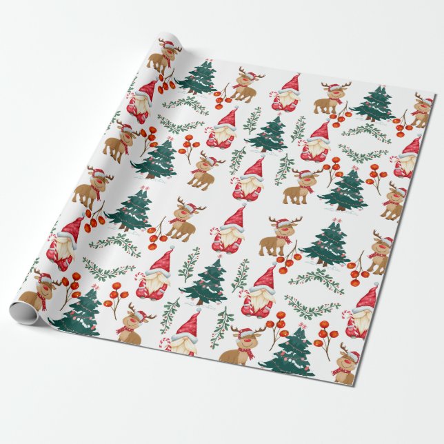 Christmas gnome wrapping paper Scandinavian  Presentpapper (Utrullad)