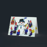 CHRISTMAS,GNOMES BUILD A SNOWMAN  card Helgkort<br><div class="desc">An adorable group of little gnomes are busy getting ready for some winter fun. Artist Jo-Ann Hayden</div>