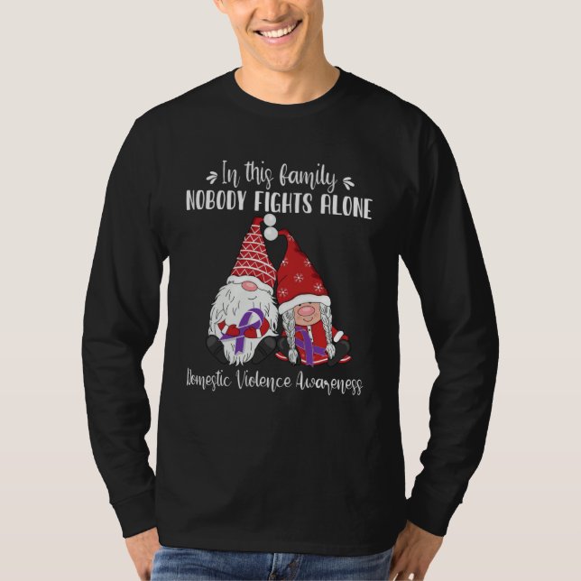 Christmas Gnomes Domestic Violence Awareness T Shirt (Framsida)