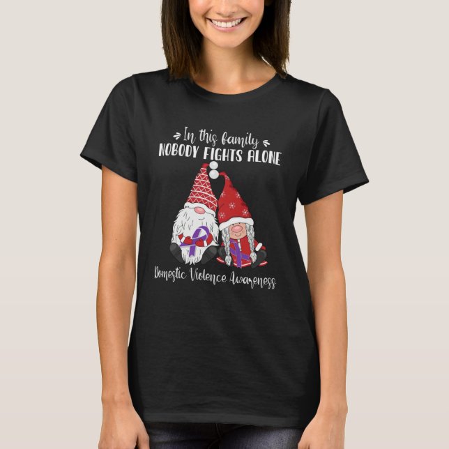 Christmas Gnomes Domestic Violence Awareness T Shirt (Framsida)