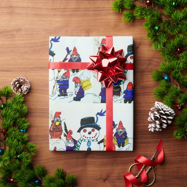 CHRISTMAS GNOMES I SNÖ PRESENTPAPPER (Julgåva)