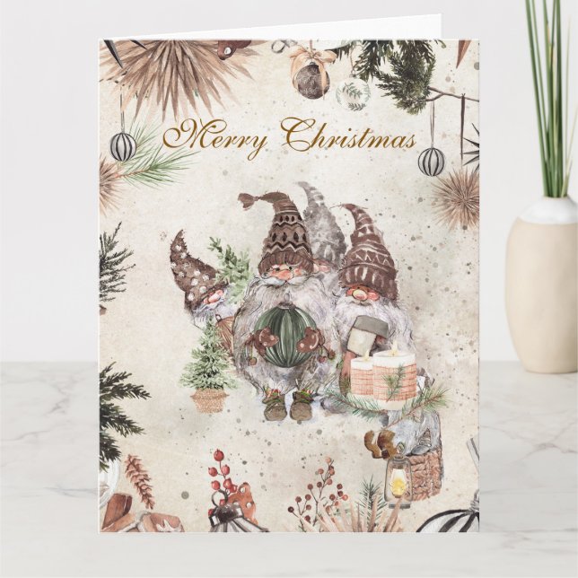 Christmas gnomes kort (Framsida)
