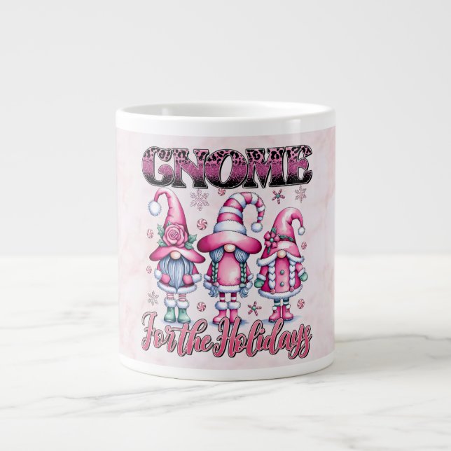 🎄 Christmas + Gnomes + Pink Aesthetic + Holiday  Jumbo Mugg (Framsidan)