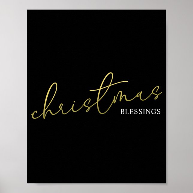 Christmas Gold Calligraphy Script Modern Blessings Poster (Framsidan)
