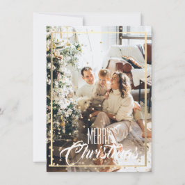 Christmas gold star confetti photo holiday card kort