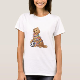 Christmas Golden Retriever Dog with Soccer Ball T Shirt
