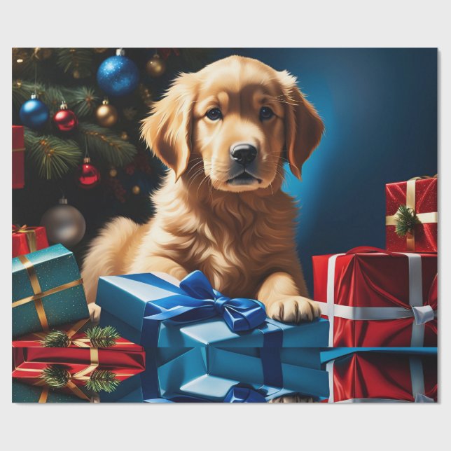 CHRISTMAS GOLDEN RETRIEVER PUPPY PRESENTPAPPER (Platt)