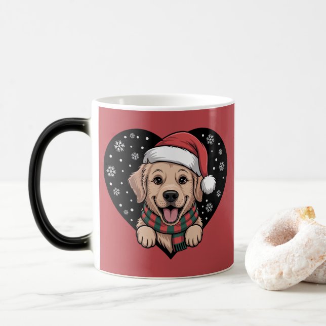 Christmas Golden Retriever - Santa Dog Magisk Mugg (Med munk)