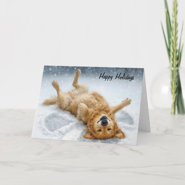 Christmas Golden Retriever Snow Angel Helgkort (Framsida)