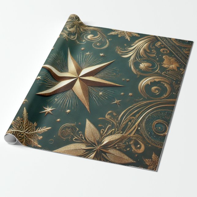 christmas golden star  presentpapper (Utrullad)