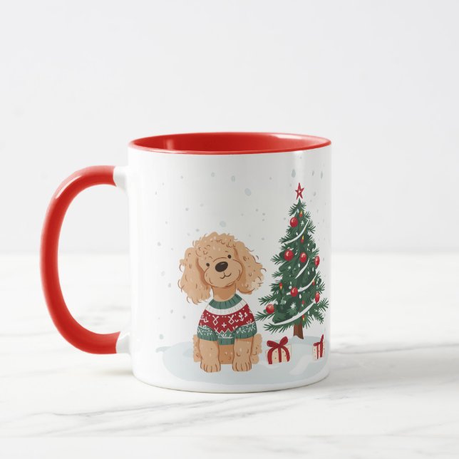 Christmas Goldendoodle Dog Mugg (Vänster)