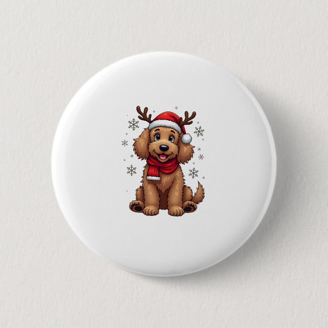 Christmas Goldendoodle Dog Reindeer Holiday Doodle Knapp (Framsida)