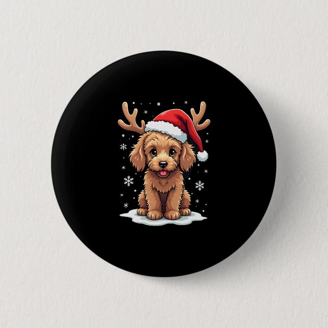 Christmas Goldendoodle Dog Reindeer Holiday Doodle Knapp (Framsida)