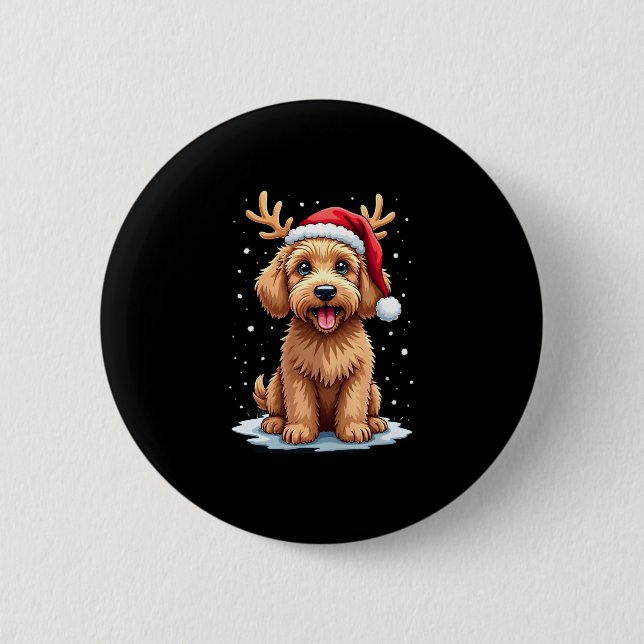 Christmas Goldendoodle Dog Reindeer Holiday Doodle Knapp (Framsida)