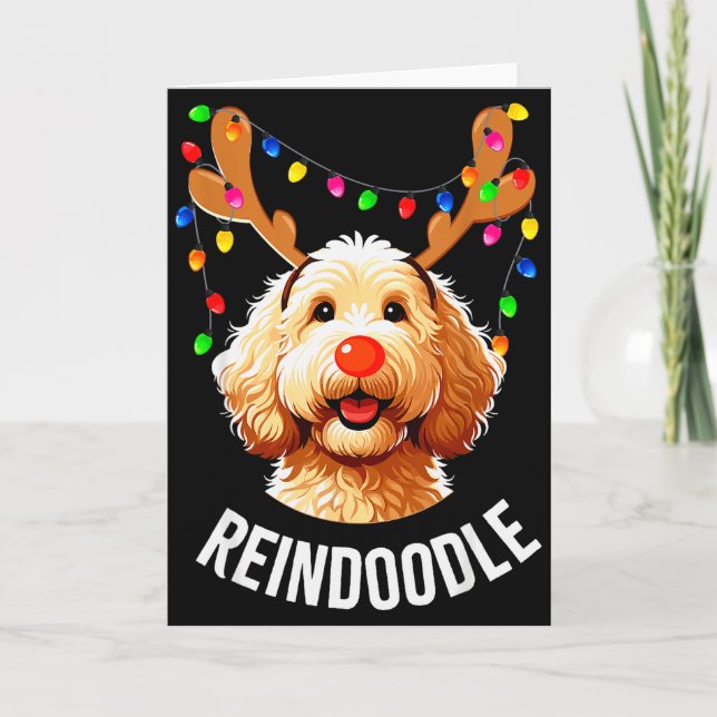 Christmas Goldendoodle Reindeer Doodle Dog Reindoo Kort (Framsida)