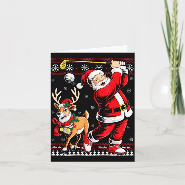 Christmas Golf Santa Golfer Christmas Pajama Reind Kort (Framsida)