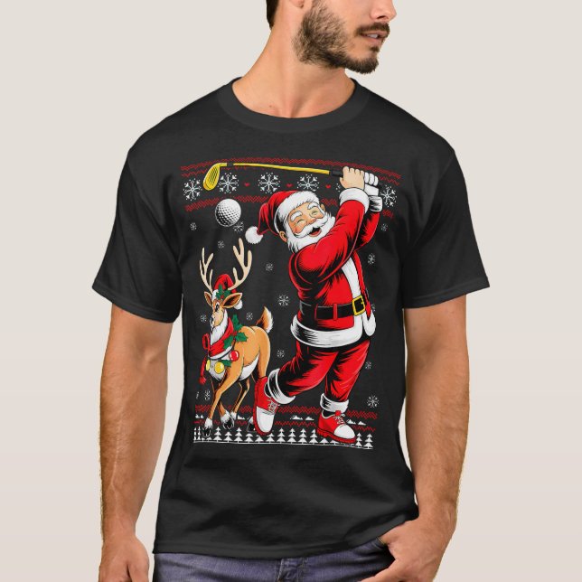 Christmas Golf Santa Golfer Christmas Pajama Reind T Shirt (Framsida)