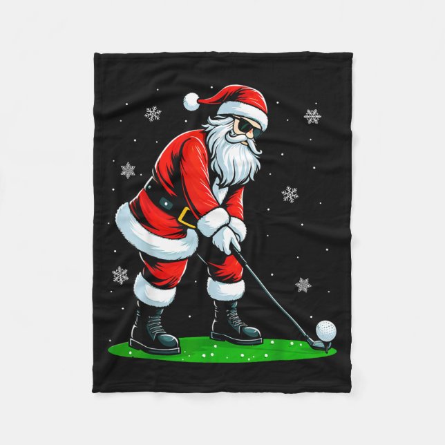 Christmas Golf Santa Golfer Xmas Funny Christmas G Fleecefilt (Framsidan)