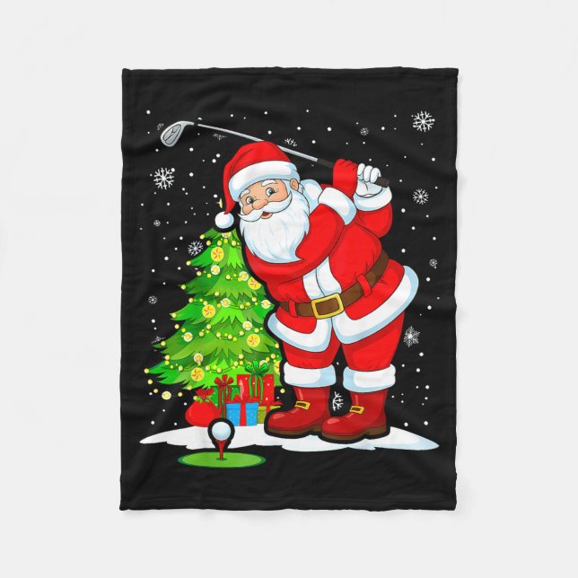 Christmas Golf Santa Golfer Xmas Funny Christmas G Fleecefilt (Framsidan)