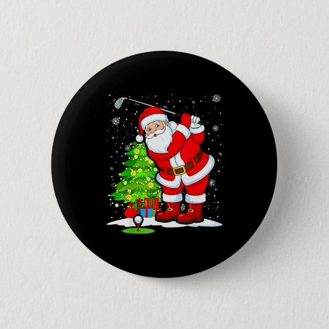Christmas Golf Santa Golfer Xmas Funny Christmas G Knapp (Framsida)