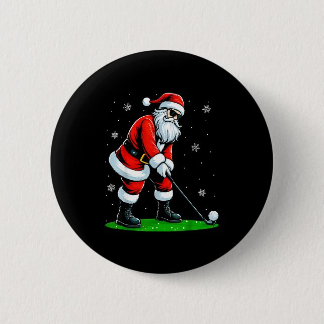 Christmas Golf Santa Golfer Xmas Funny Christmas G Knapp (Framsida)