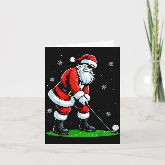Christmas Golf Santa Golfer Xmas Funny Christmas G Kort (Framsida)