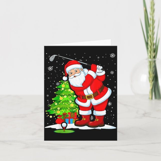 Christmas Golf Santa Golfer Xmas Funny Christmas G Kort (Framsida)